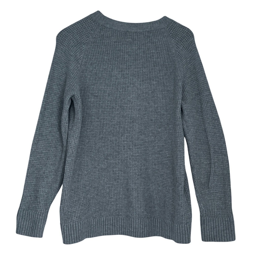 Old Navy Light Grey Cotton Heather Waffle Knit Crewneck Sweater Soft Size S/M - Picture 2 of 13